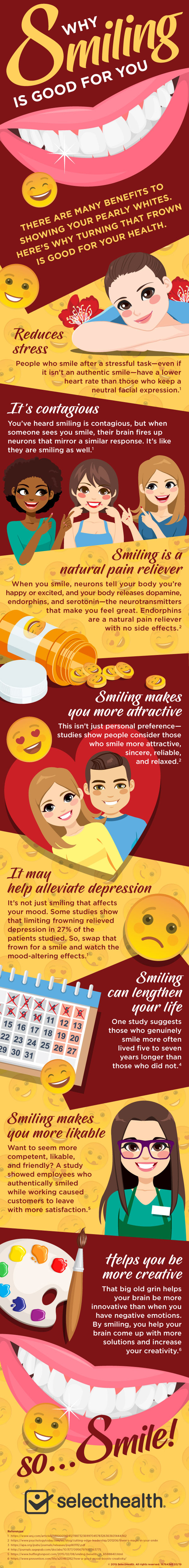 An infographic on why smiling is good for your health